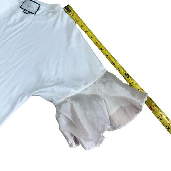 ALEXIS White Ruffle Sleeve Dae Top Silk S Quiet Luxury Minimalism Whimsical Prep - Picture 8 of 9